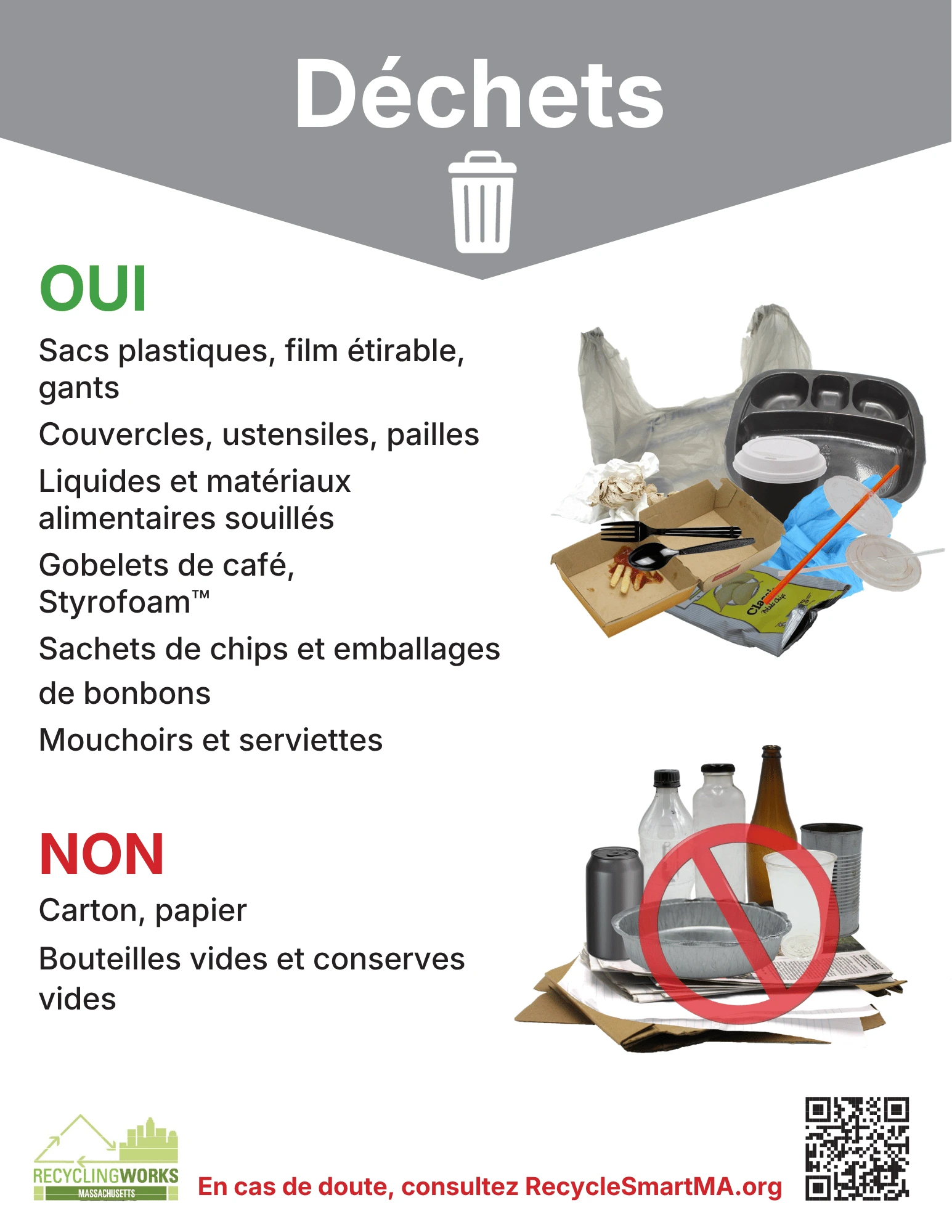 Example of translated RecyclingWorks MA trash signage